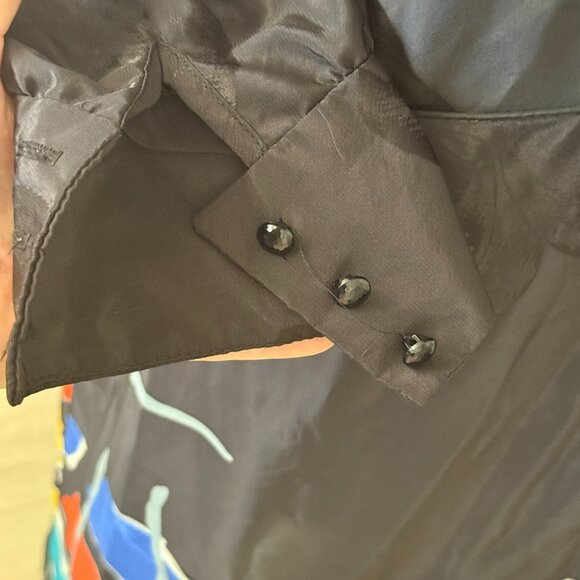 WARREN Z Color Block SILK DRESS Long Sleeve below the knee in length - Picture 2 of 5